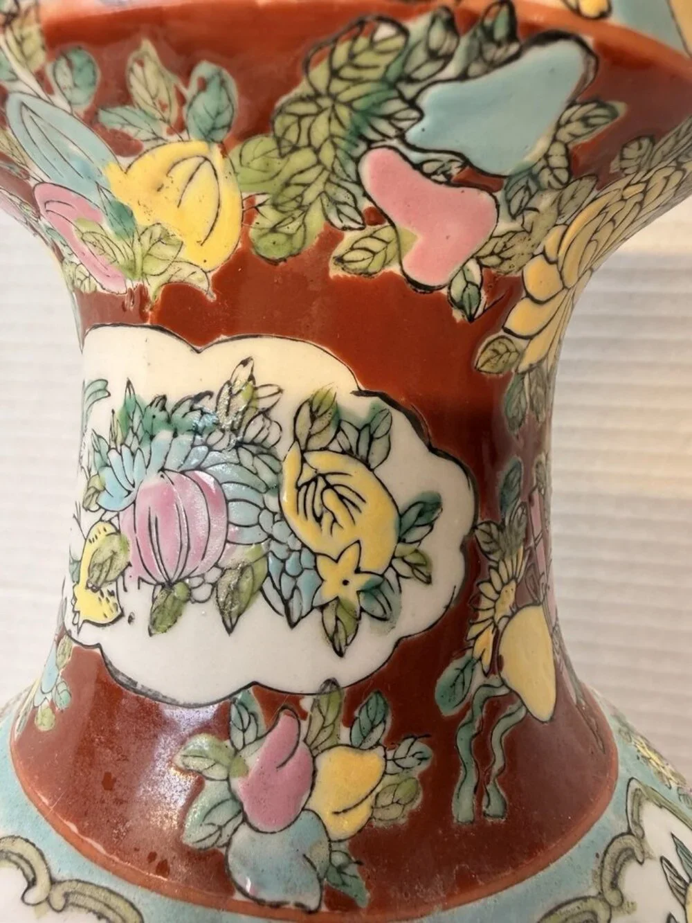 Vintage Chinese FamilleRose Style Decorative Porcelain Vase15”Hand Paintedfloral